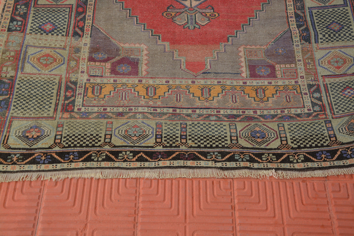 Red Oushak Turkish Rug, Brown Persian Style Rug, Kashan Rug, Indian Oriental Rug, Hall Rug, Home Living Rug,        4.7 x 8.0 Feet AG1528
