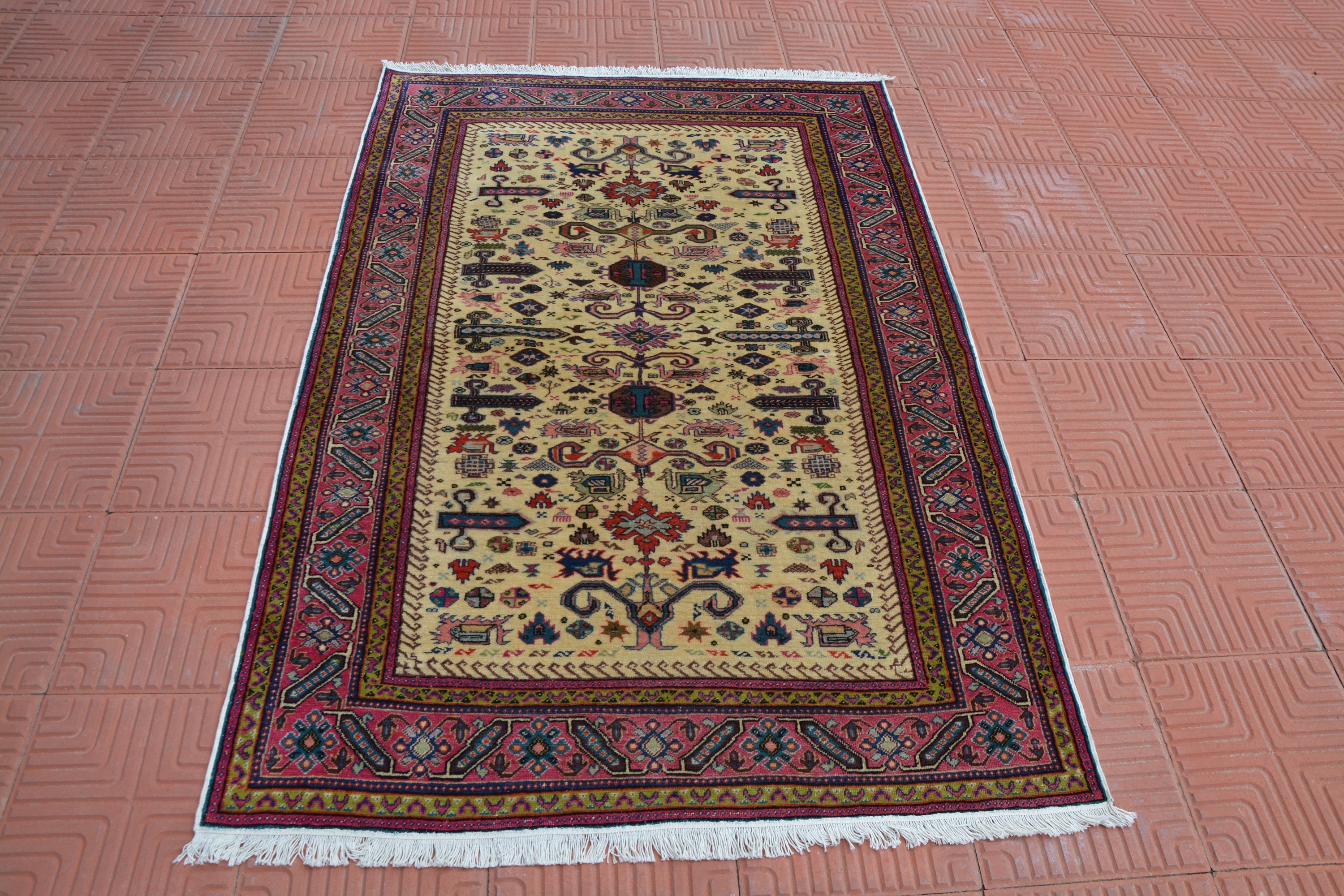 Vintage Oushak Rug, Kilim Rug, Vintage Small Rugs, Small Size